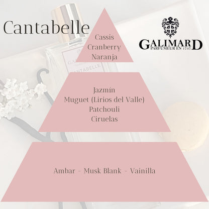 Piramide olfativa de perfume Cantabelle de Galimard