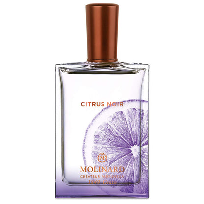 Perfume Citrus Noir de Molinard en fondo blanco