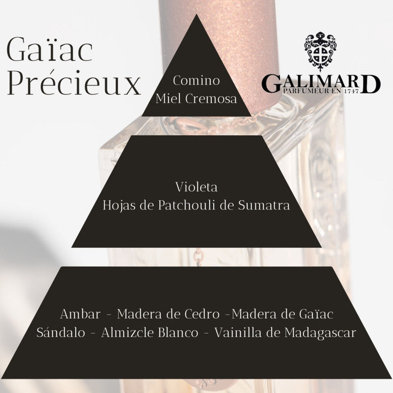Piramide Olfativa Perfume Gaiac precieux de la coleccion privada de Galimard