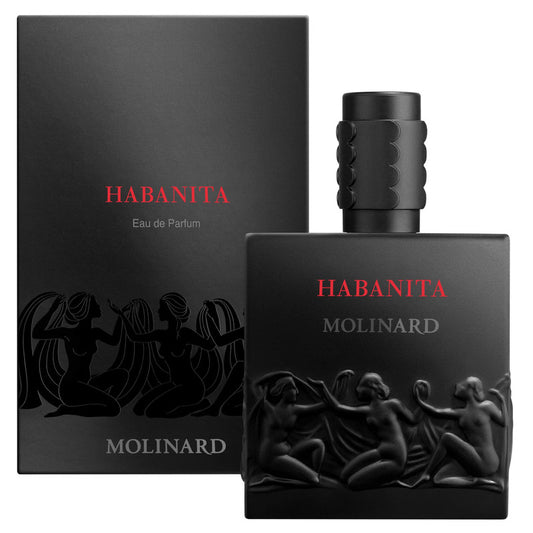 Perfume Habanita de Molinard con caja en fondo blanco