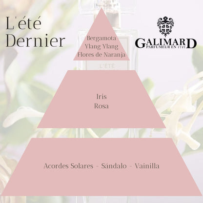 Piramide olfativa de perfume L'ete dernier de Galimard