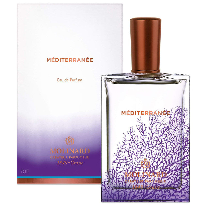 Perfume Méditerranée de Molinard con caja en fondo blanco